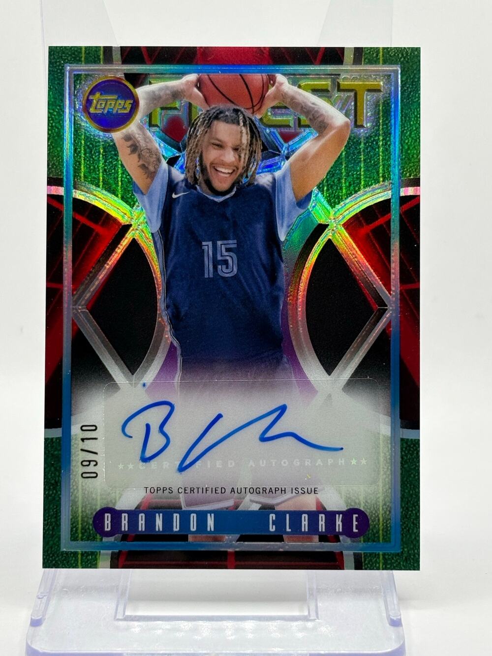 2024-25 Topps Finest Brandon Clarke Red Black Refractor Auto 9/10 SSP Grizzlies